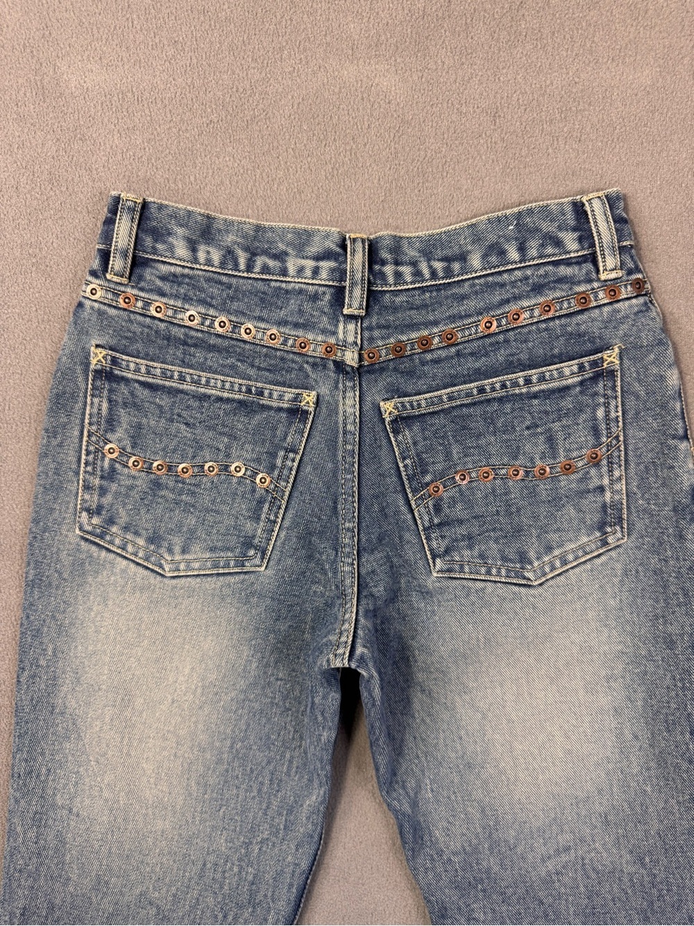 Vintage Y2K Lee Bootcut Flare Denim Jeans, Rivet Design On Pockets & Back, 26